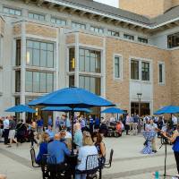 An overview shot of guests outside.
